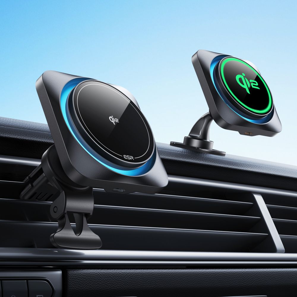ESR Halolock CryoBoost MagSafe Car Holder with Qi2 15W Charger Black