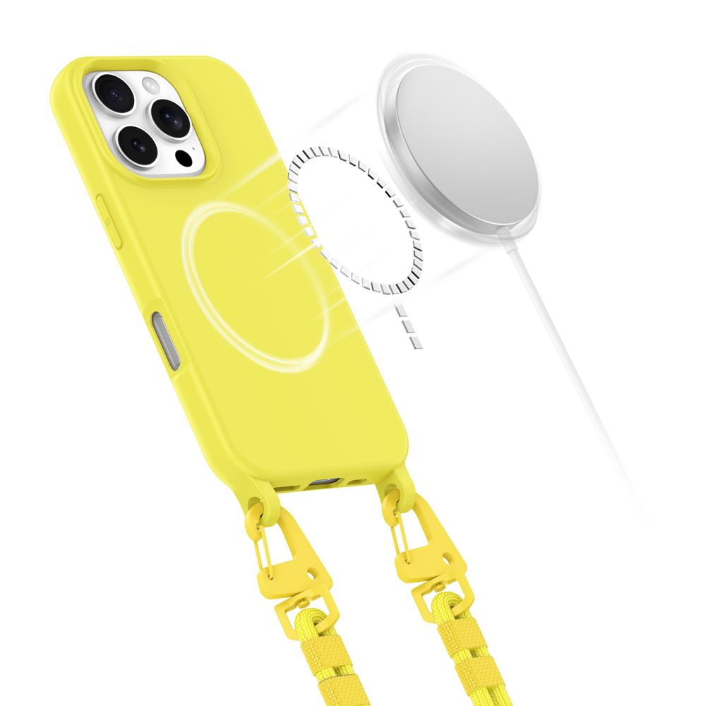 Tech-Protect MagNecklace iPhone 16 Pro Max dėklas su virvele ir MagSafe, geltonas