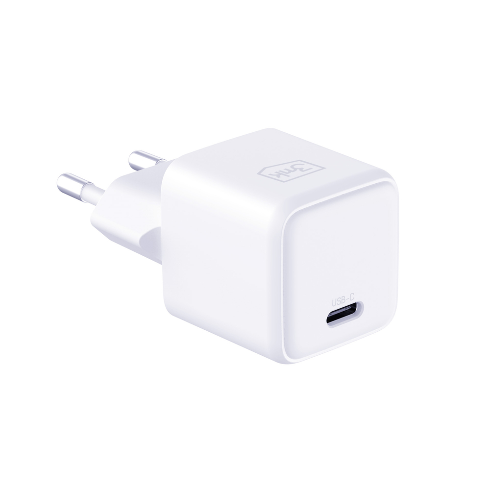 3mk Hyper Charger PD GaN 25W tinklo įkroviklis su USB-C laidu, baltas