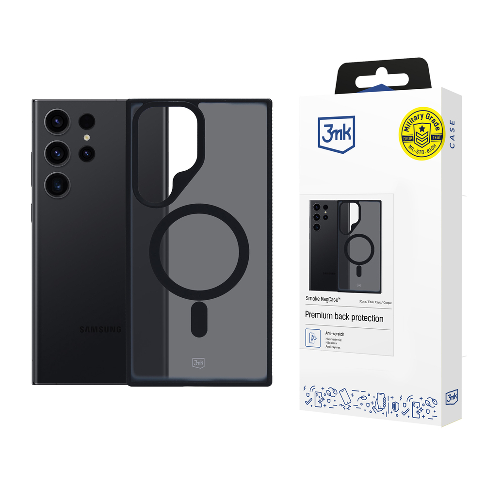 3mk Smoke MagCase dėklas skirtas Samsung Galaxy S23 Ultra, pusiau skaidrus