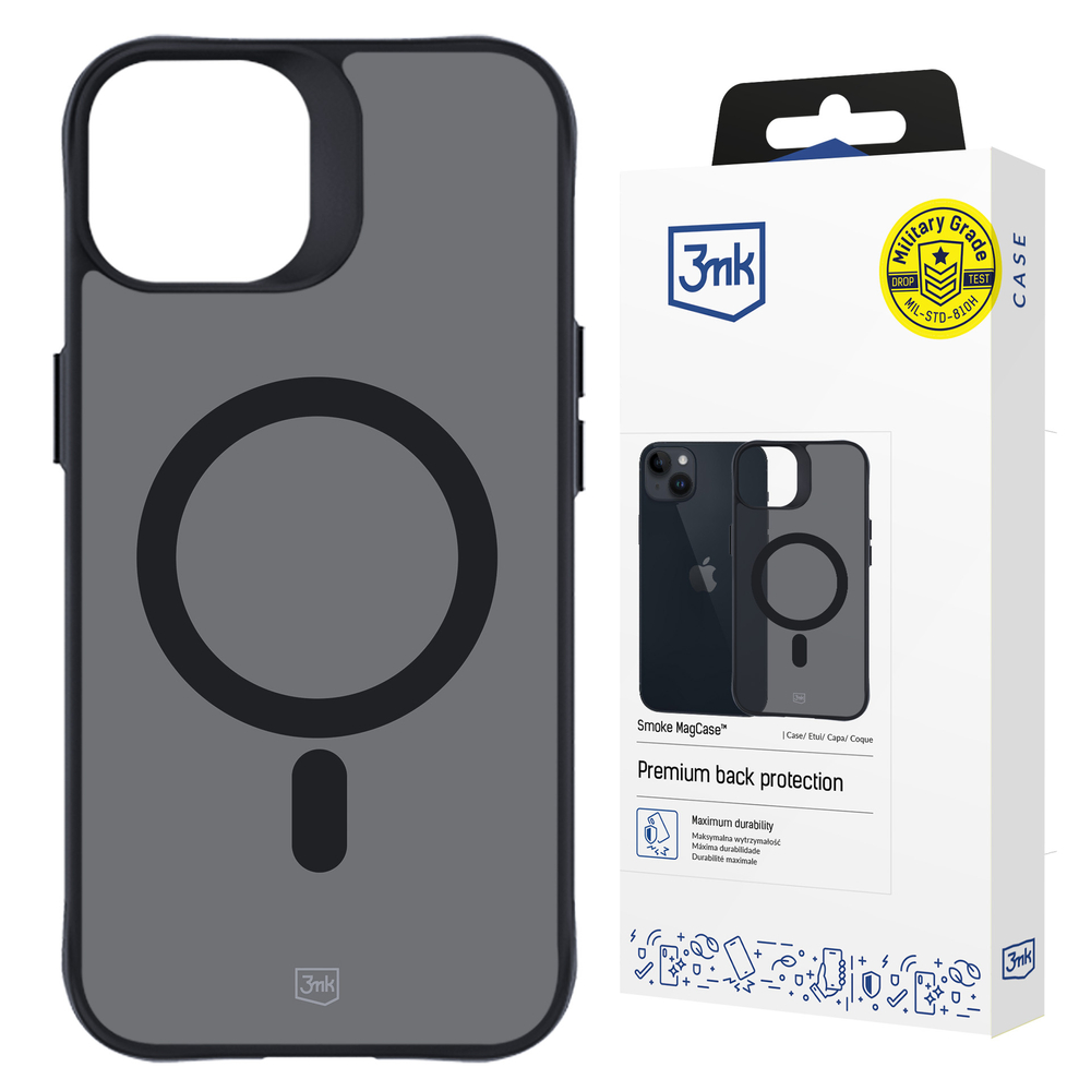 3mk iPhone 14 Plus dėklas Smoke MagCase, pusiau skaidrus