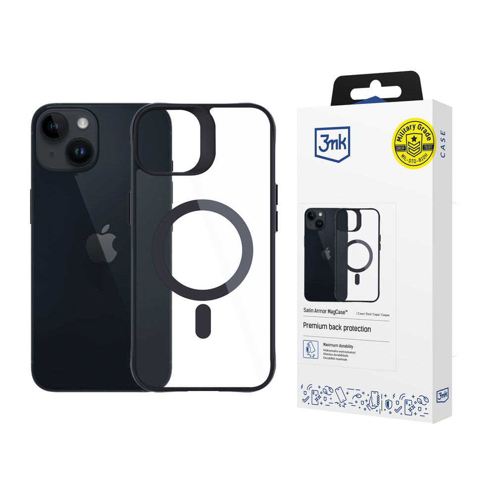 3Mk Protection Satin Armor MagCase Apple iPhone 13 / 14 dėklas skaidrus su juoda