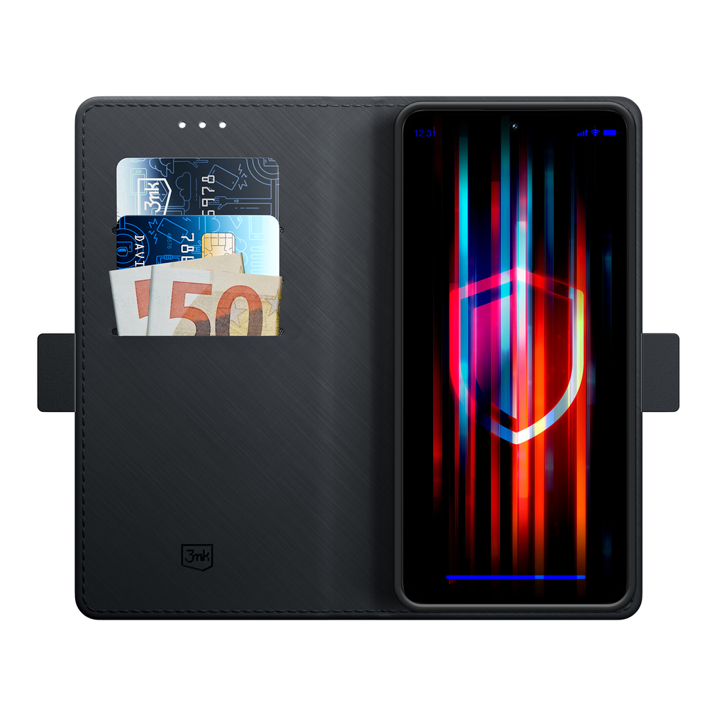 3mk Wallet Case atverčiamasis dėklas Xiaomi Redmi Note 13 Pro 5G, juodas