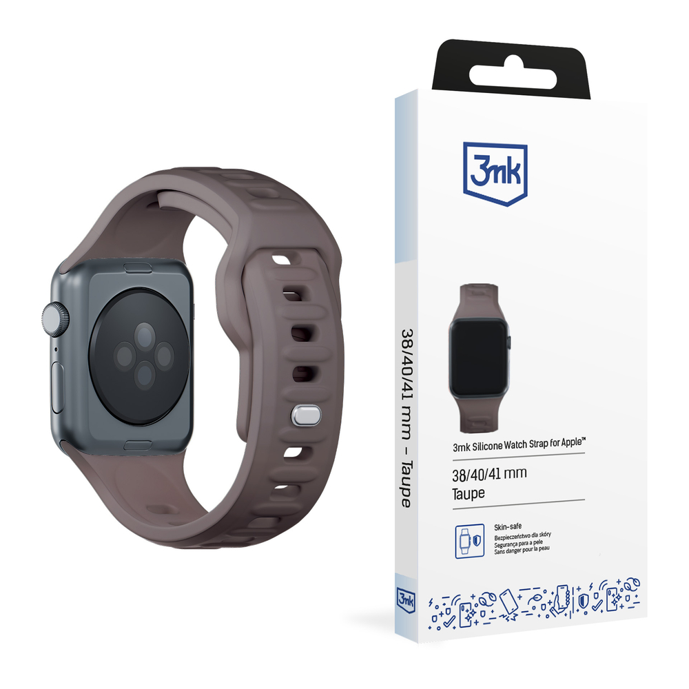 3mk Silicone Watch Strap for Apple Watch 42 / 44 / 45 / 49 mm, Brown
