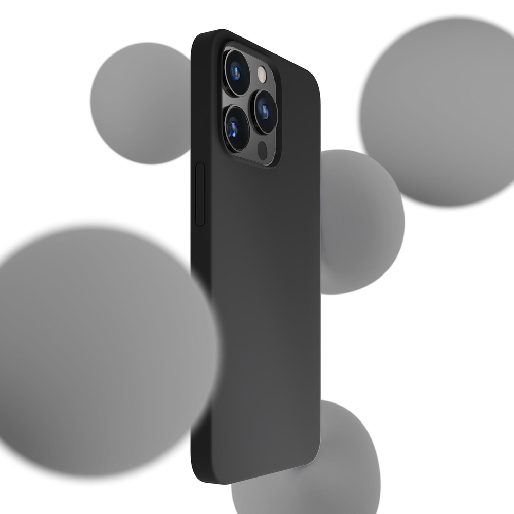 „3mk“ silikoninis dėklas „iPhone 16 Pro“ telefonui, juodas
