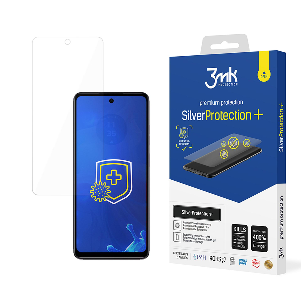 Motorola Moto E14 3MK Silver Protect+ Antibacterial Screen Protector