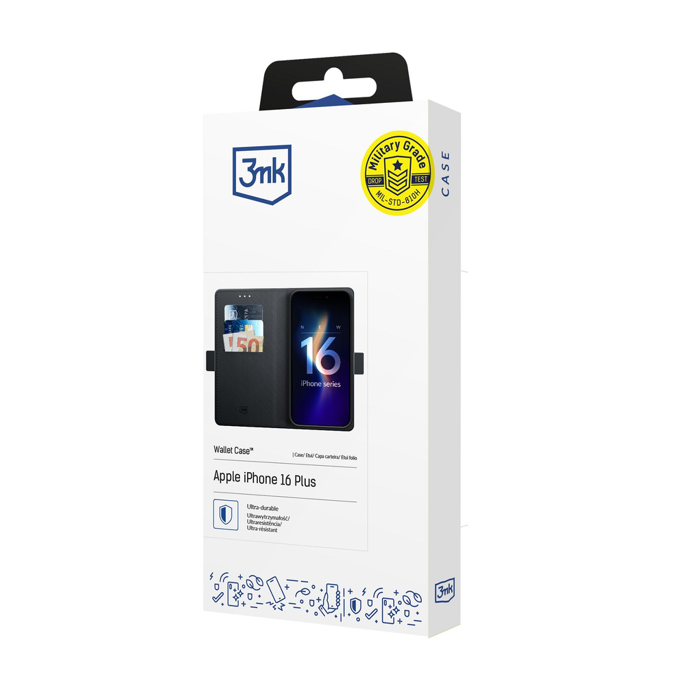 3mk Protection iPhone 16 Plus atverčiamasis dėklas, juodas