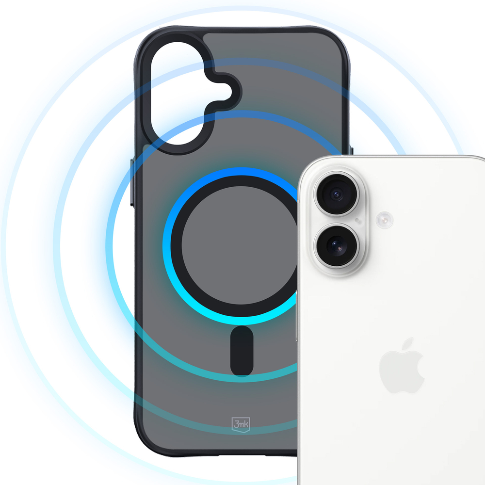3mk dėklas iPhone 16 telefonui Smoke MagCase su MagSafe, dūmų spalvos