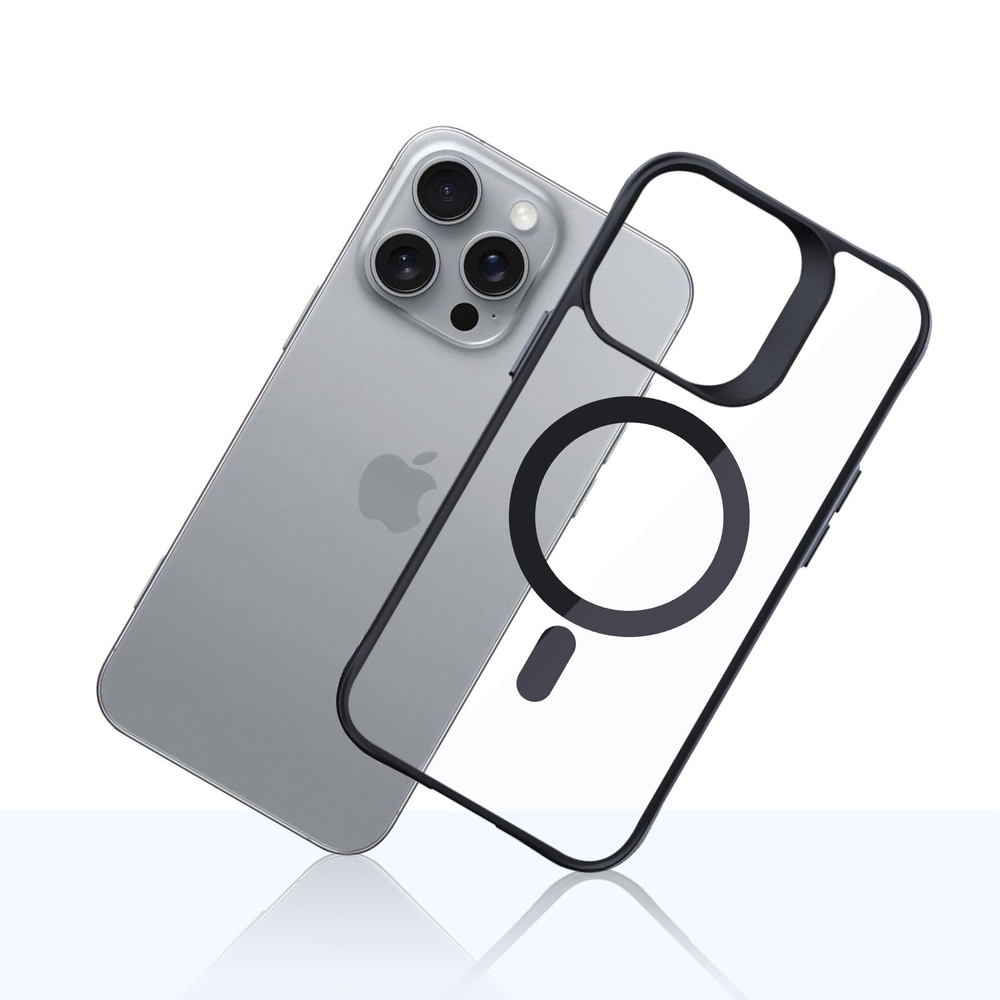 3mk Satin Armor MagCase dėklas iPhone 16 Pro Max, skaidrus su juodu rėmeliu