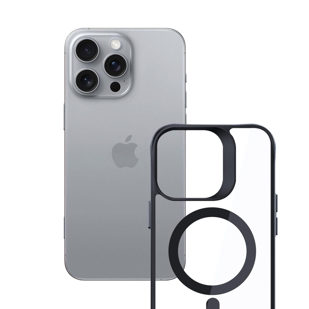 3mk Satin Armor MagCase dėklas iPhone 16 Pro Max, skaidrus su juodu rėmeliu