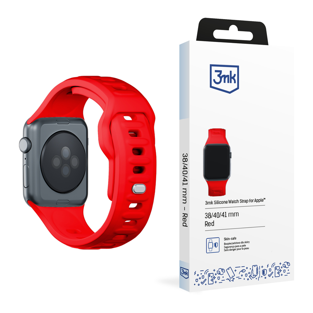 3mk Silicone Watch Strap for Apple Watch 38 / 40 / 41 mm, Red