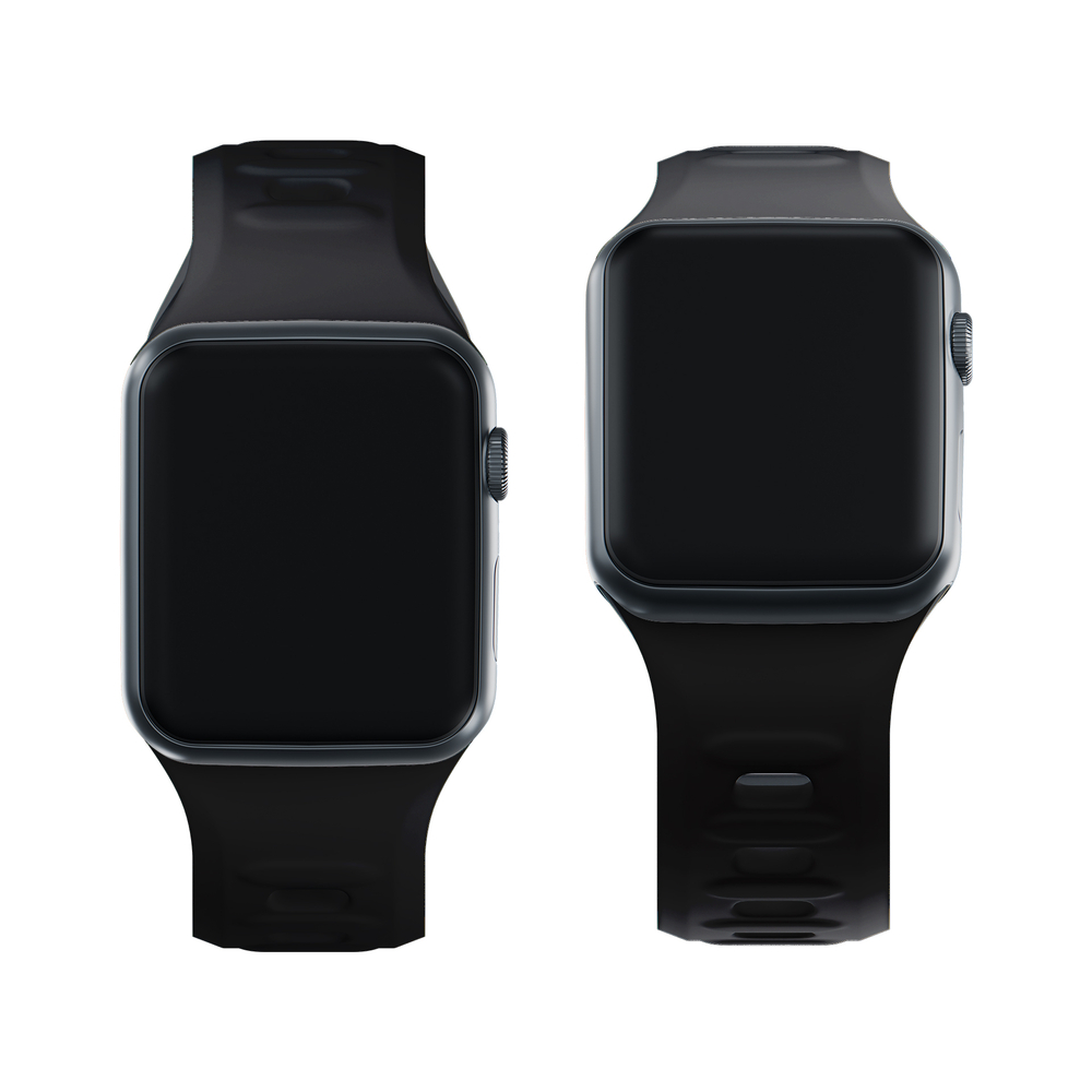 3mk silikoninis laikrodžio dirželis Apple Watch 42 / 44 / 45 / 49 mm, juodas