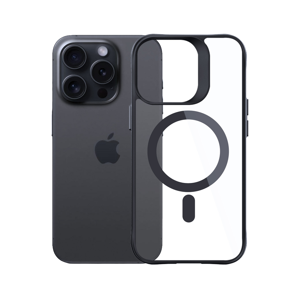 3mk Satin Armor MagCase dėklas, skirtas iPhone 15 Pro Max, skaidrus / juodas