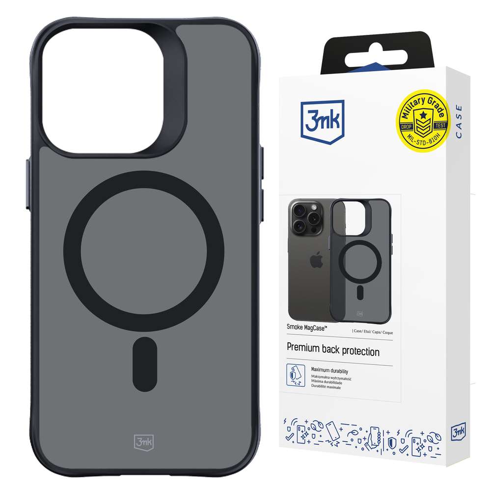 3mk iPhone 14 Pro Max Case Smoke MagCase, Semi-Transparent