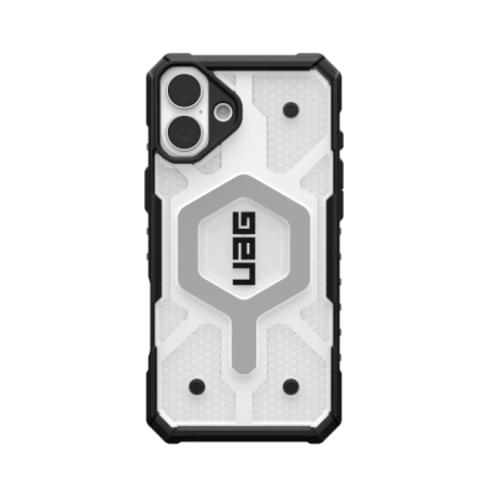 UAG Pathfinder Clear MagSafe dėklas, skirtas iPhone 16 Plus, baltas