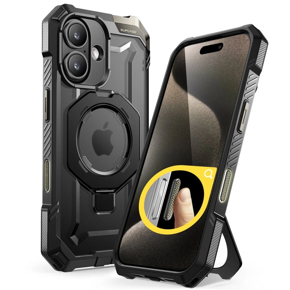 Supcase UB Grip MagSafe dėklas iPhone 16, juodas