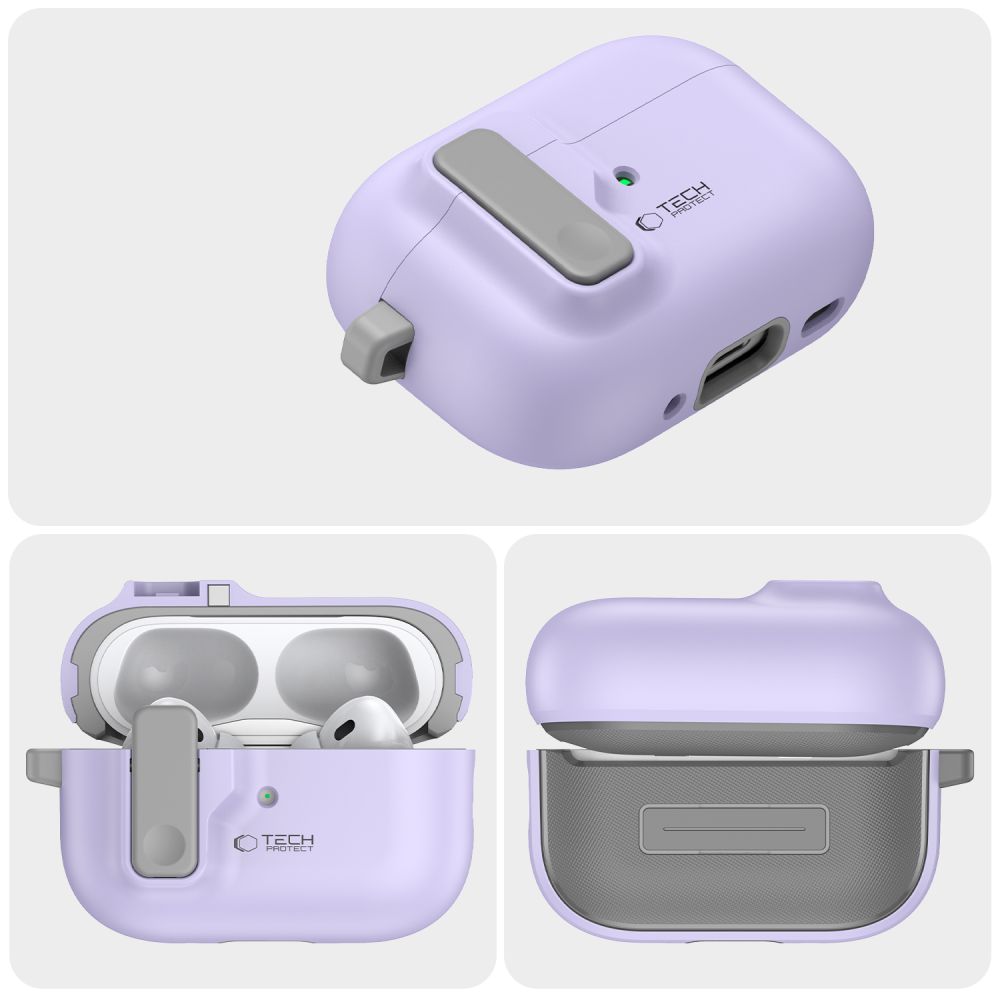 Tech-Protect Apple AirPods Pro 1 / 2 dėklas Slim Hook, violetinis