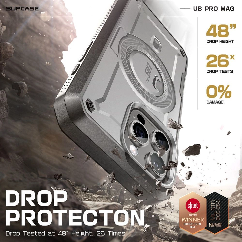 Supcase UB Pro Mag MagSafe dėklas iPhone 16 Pro Max, pilkas
