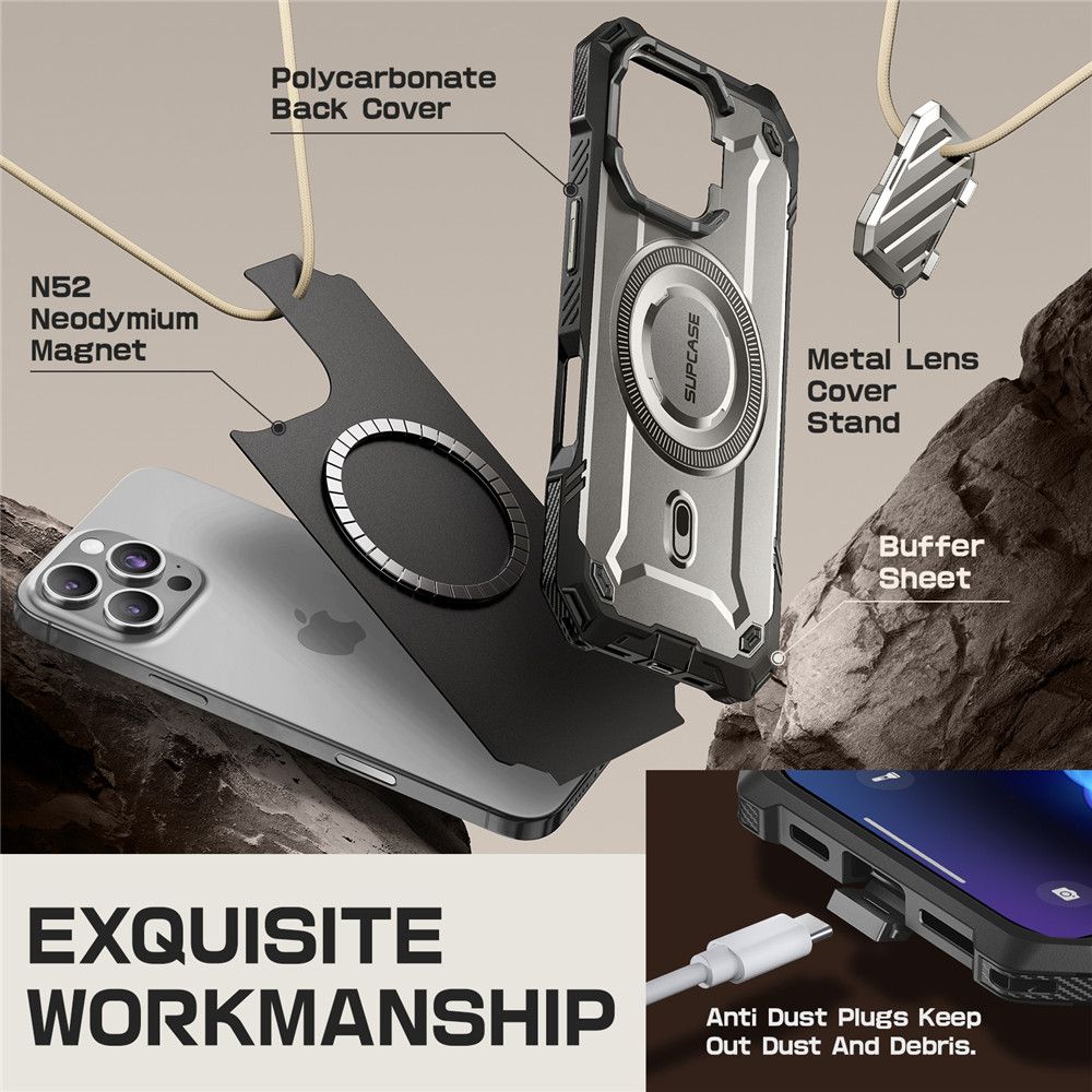 Supcase UB XT Mag MagSafe dėklas iPhone 16 Pro Max, pilkas (Tigrey)