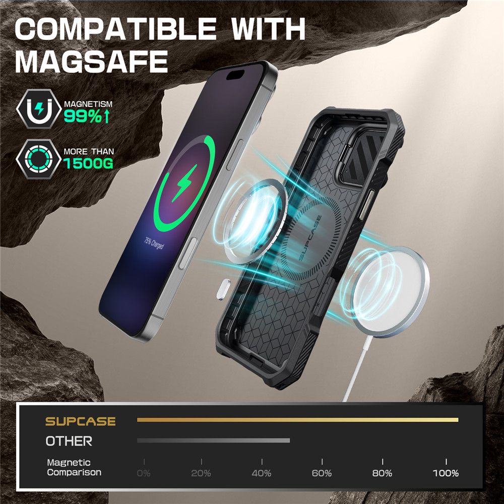 Supcase UB XT Mag MagSafe dėklas iPhone 16 Pro Max, pilkas (Tigrey)