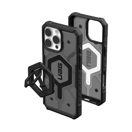 UAG Pathfinder Clear MagSafe dėklas su magnetiniu stovu iPhone 16 Pro Max, juodas