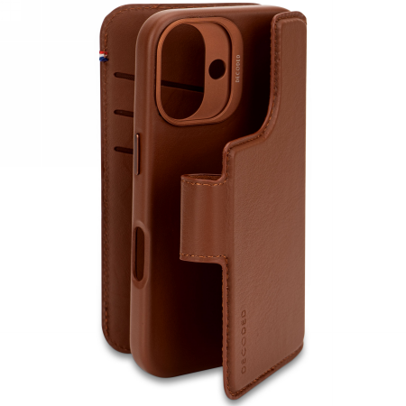 Decoded Leather Detachable Wallet MagSafe odinis dėklas iPhone 16, rudas