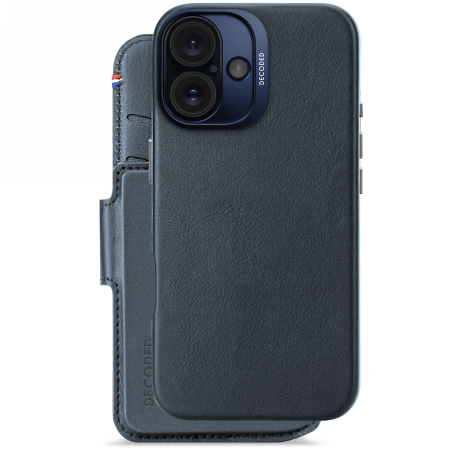 Decoded Leather Detachable Wallet MagSafe dėklas iPhone 16 telefonui, mėlynas