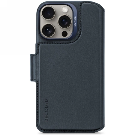 Decoded Leather Detachable Wallet MagSafe dėklas iPhone 16 Pro, mėlynas