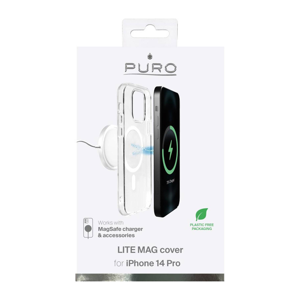 Puro iPhone 14 Pro dėklas Lite Mag MagSafe, skaidrus
