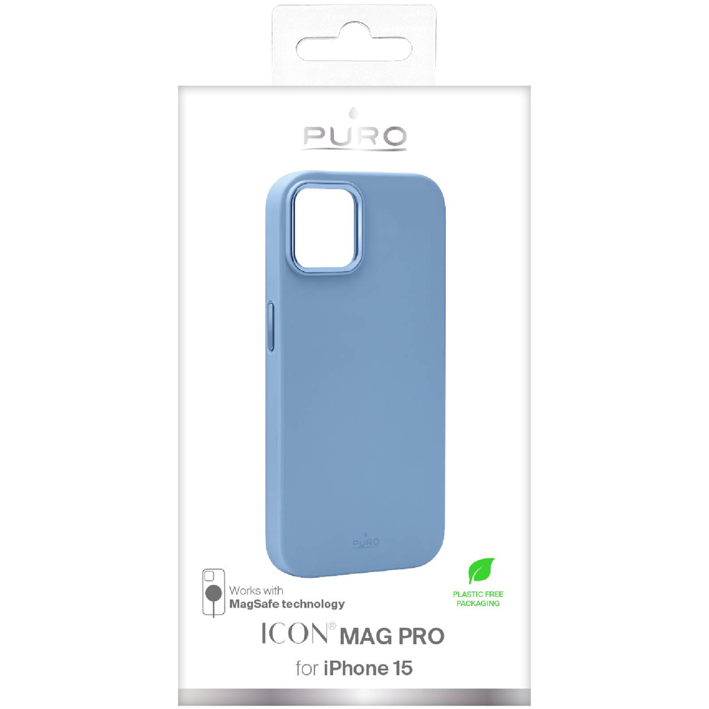 Puro Icon Mag Pro MagSafe dėklas, skirtas iPhone 15, šviesiai mėlynas