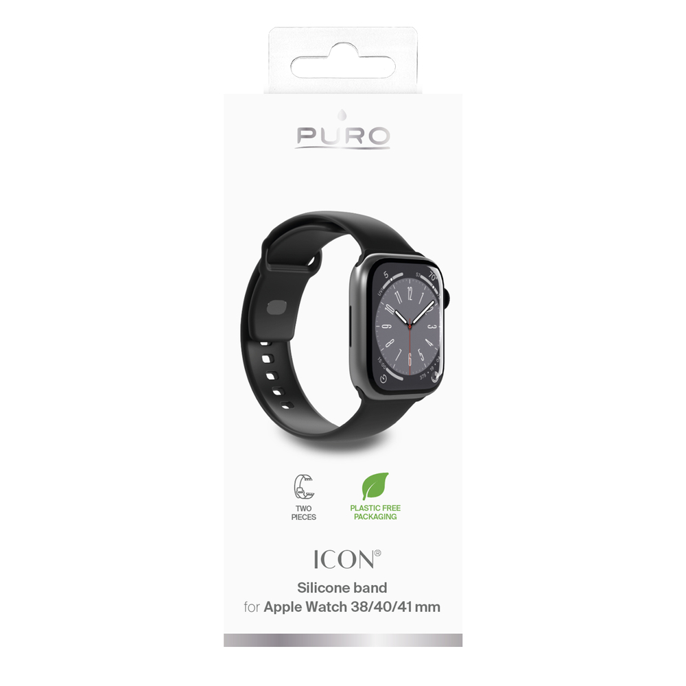 Puro Icon silikoninis dirželis Apple Watch 38 / 40 / 41 mm, juodas