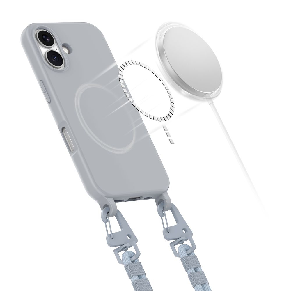 Dėklas iPhone 16 Tech-Protect MagNecklace MagSafe, pilkas