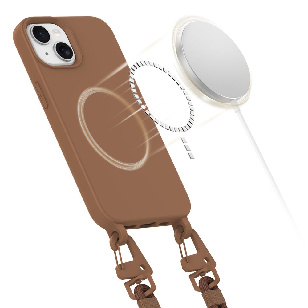 Tech-Protect MagSafe dėklas iPhone 15 MagNecklace su virvele, rudas