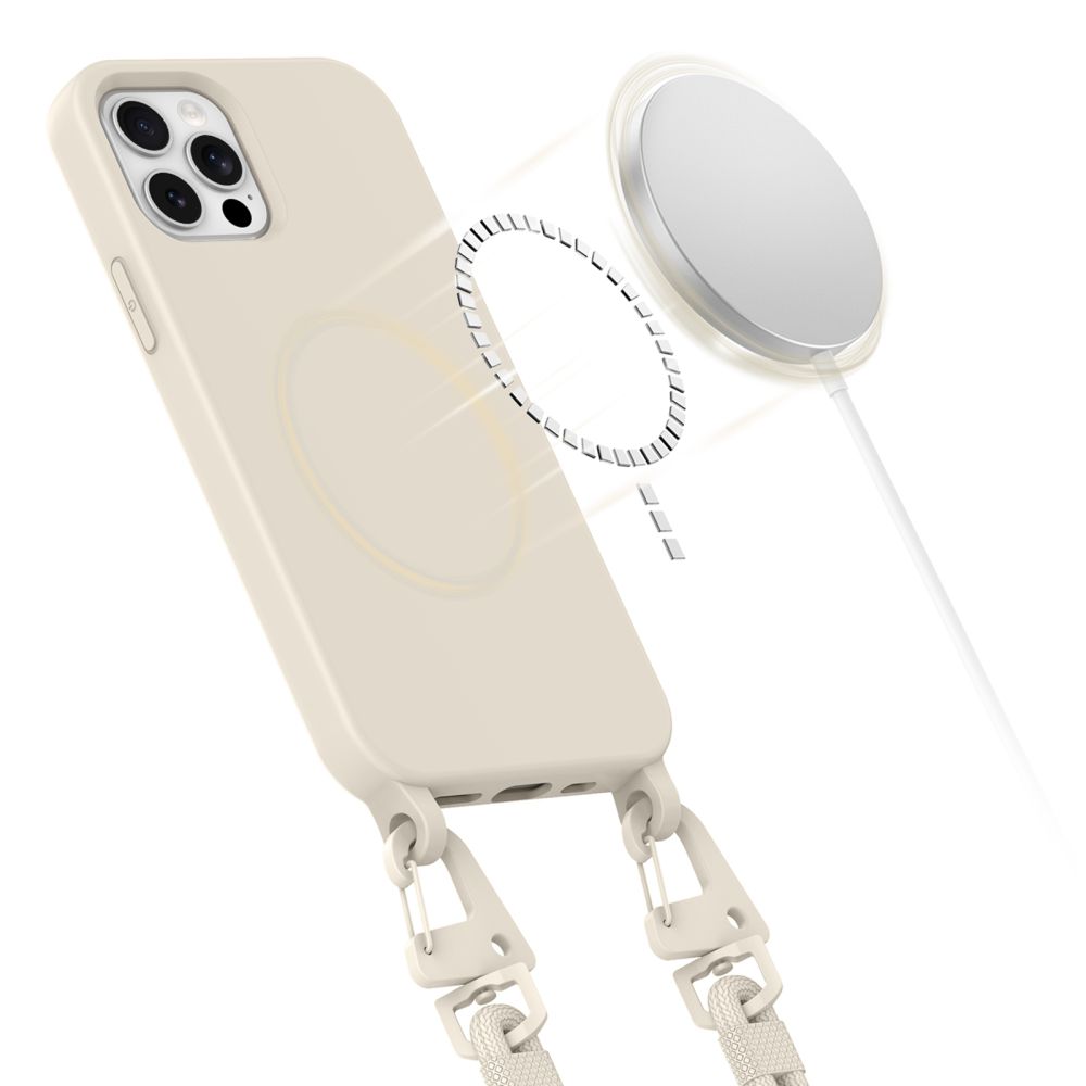 Dėklas Tech-Protect MagNecklace skirtas iPhone 12 / 12 Pro, su MagSafe, smėlinis