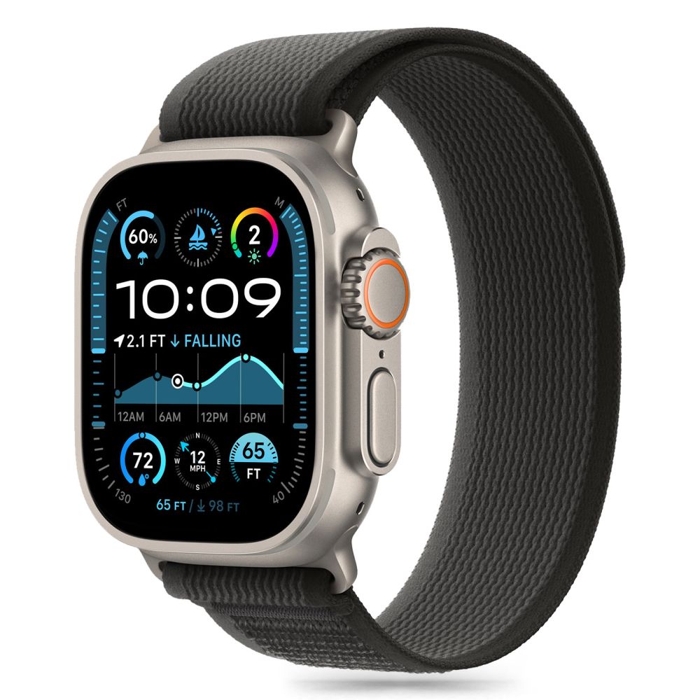 TECH-PROTECT NYLON STRIPE APPLE WATCH 6 / 7 8 9 10 SE ULTRA 1 2 (44 45 46 49 MM) BLACK/ORANGE