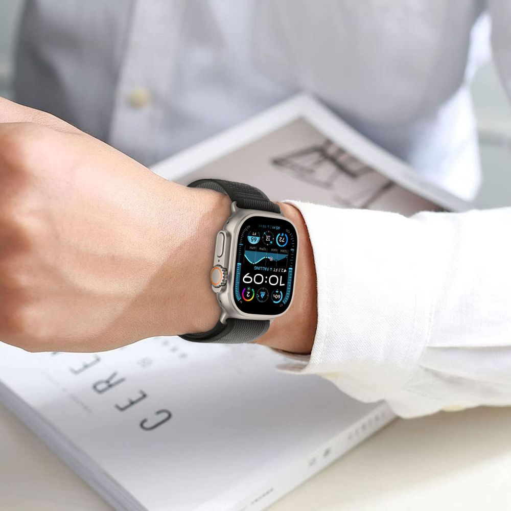 TECH-PROTECT NYLON STRIPE APPLE WATCH 6 / 7 8 9 10 SE ULTRA 1 2 (44 45 46 49 MM) BLACK/ORANGE