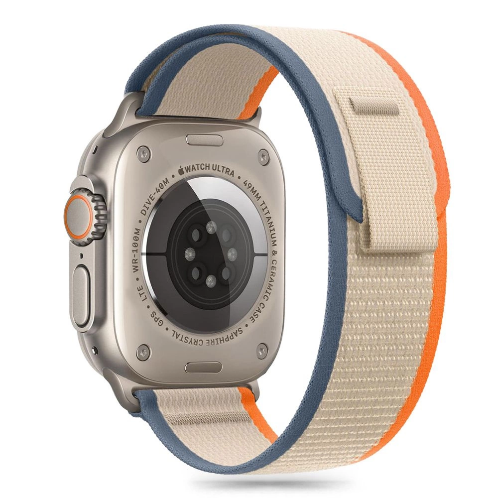 TECH-PROTECT NYLON STRIPE APPLE WATCH 6 / 7 8 9 10 SE ULTRA 1 2 (44 45 46 49 MM) CREAM/ORANGE