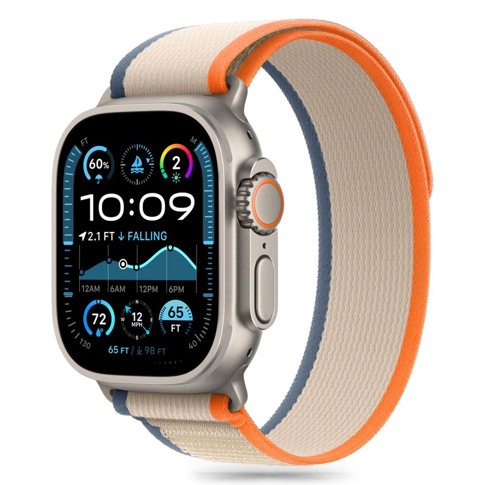 TECH-PROTECT NYLON STRIPE APPLE WATCH 6 / 7 8 9 10 SE ULTRA 1 2 (44 45 46 49 MM) CREAM/ORANGE
