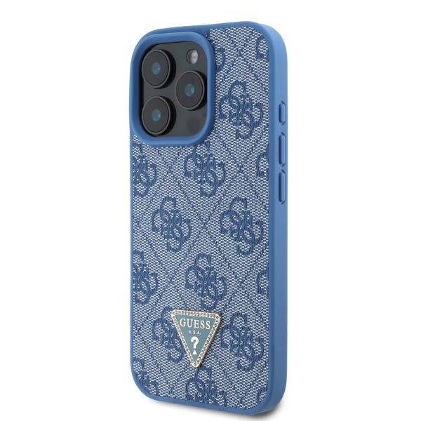 Guess GUHCP16LP4TDPB iPhone 16 Pro 6.3" blue/blue hardcase Leather 4G Triangle Strass MagSafe