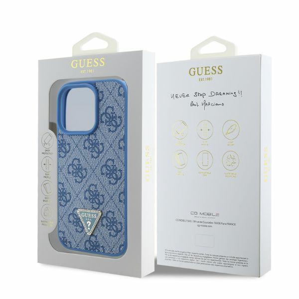 Guess GUHCP16LP4TDPB iPhone 16 Pro 6.3" blue/blue hardcase Leather 4G Triangle Strass MagSafe