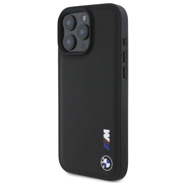 BMW dėklas iPhone 16 Pro Max telefonui Smooth Rubber Logo, juodas