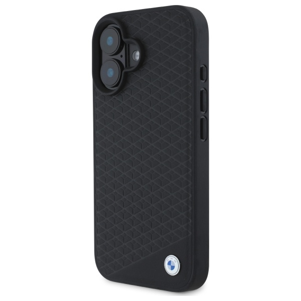 BMW dėklas iPhone 16 Sign Leather Diamond MagSafe, juodas