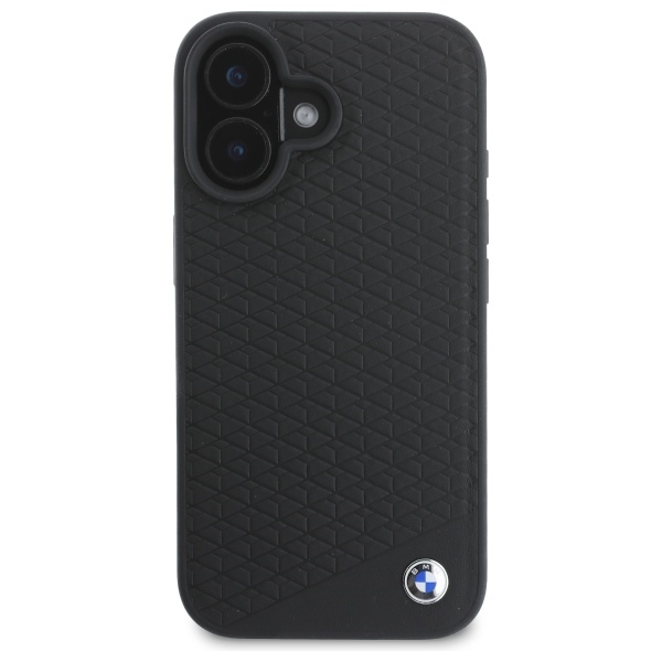 BMW dėklas iPhone 16 Sign Leather Diamond MagSafe, juodas