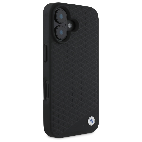 BMW dėklas iPhone 16 Sign Leather Diamond MagSafe, juodas