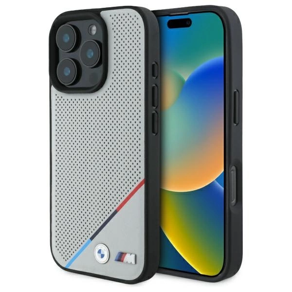 BMW M Perforated MagSafe dėklas iPhone 16 Pro Max (BMHMP16X23PUPDG), pilkas