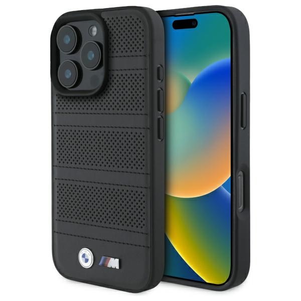 BMW M Perforated And Stitched Line MagSafe dėklas iPhone 16 Pro Max, juodas