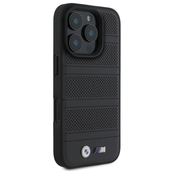 BMW M Perforated And Stitched Line MagSafe dėklas iPhone 16 Pro Max, juodas
