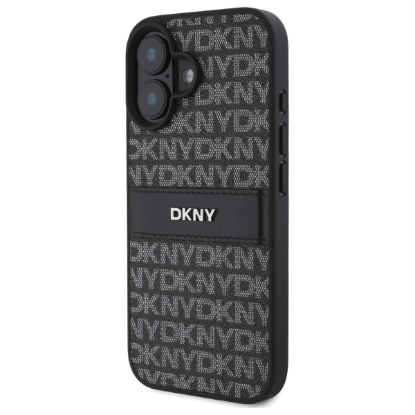 DKNY dėklas iPhone 16 telefonui Texture Pattern Tonal Stripe, juodas
