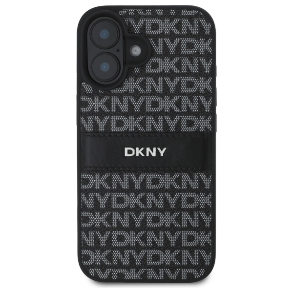 DKNY dėklas iPhone 16 telefonui Texture Pattern Tonal Stripe, juodas