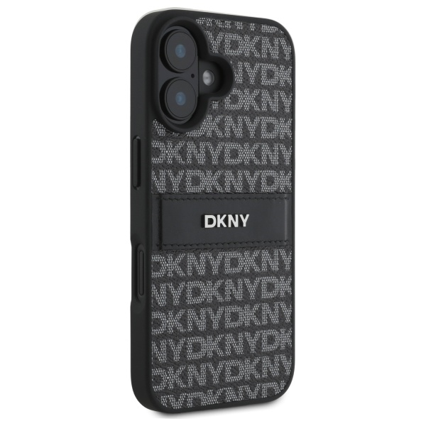 DKNY dėklas iPhone 16 telefonui Texture Pattern Tonal Stripe, juodas